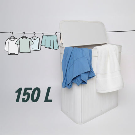Bamboo Laundry Hamper With Lid, Washable Liner