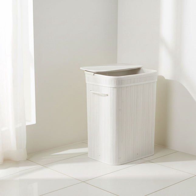 Bamboe wasmand met deksel en wasbare binnenvoering