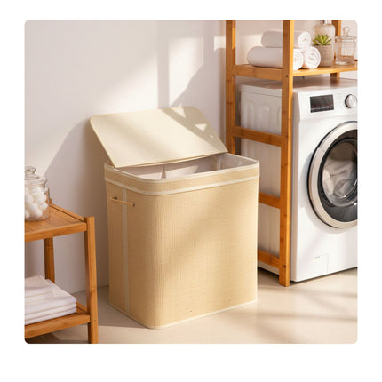 Bamboo Laundry Hamper With Lid, Washable Liner