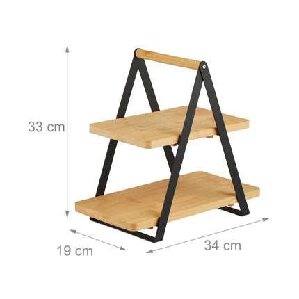 Bamboo & Metal Afternoon Tea Serving Stand