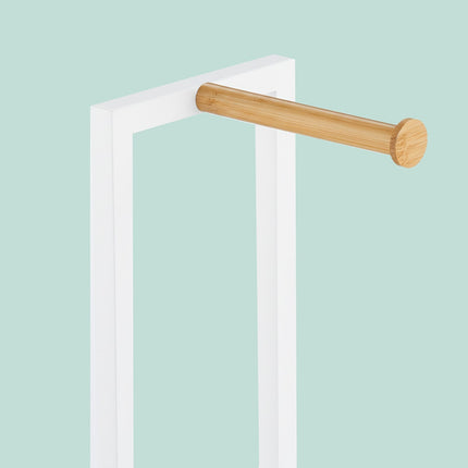 Bamboo & Metal Toilet Roll Holder Set – Freestanding