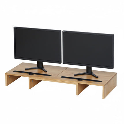 Bamboo Monitor Stand – Adjustable, Fits 2 Screens