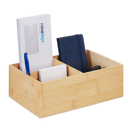 Bamboo Organizer Box with 3 Compartments