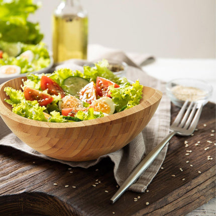 Bamboo Oval Salad Bowl – Natural, Easy to Clean