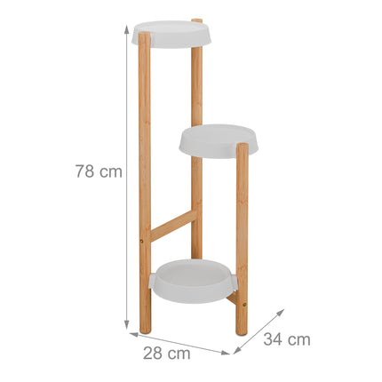 Bamboo & Plastic Indoor Plant Stand – Large Display Shelf