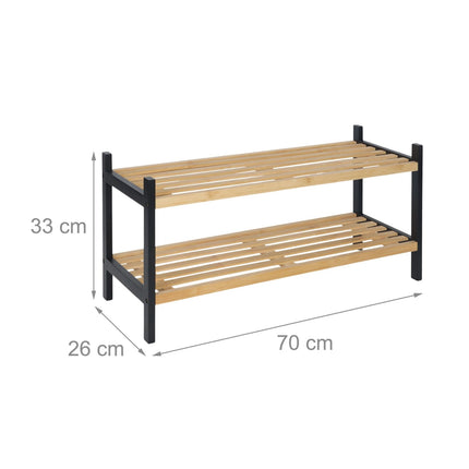 Bamboo Shoe Rack, 2-Tier Storage, Holds 6 Pairs