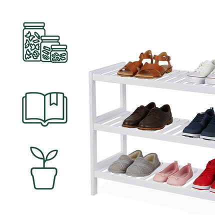 Bamboo Shoe Rack, 3-Tier, Space-Saving Design
