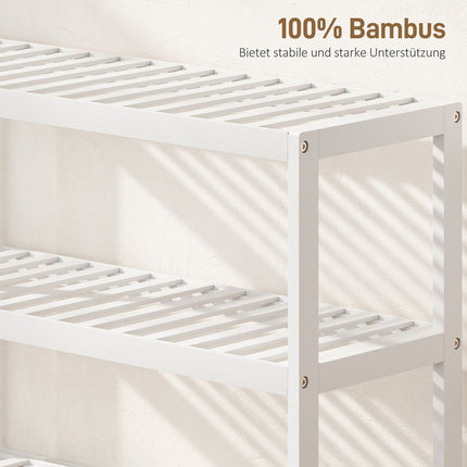 Bamboo Shoe Rack, 3-Tier, White Finish, 70x26x55 cm