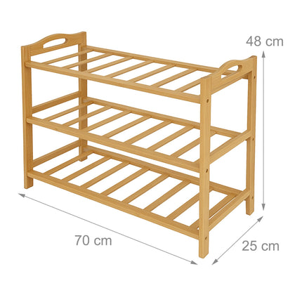 Bamboo Shoe Rack, 3 Tiers, Holds 9 Pairs