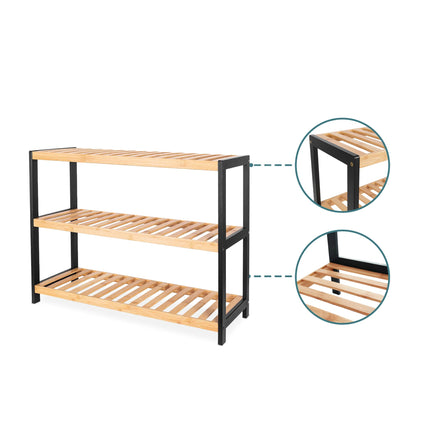 Bamboo Shoe Rack, Space-Saving, Holds 9 Pairs