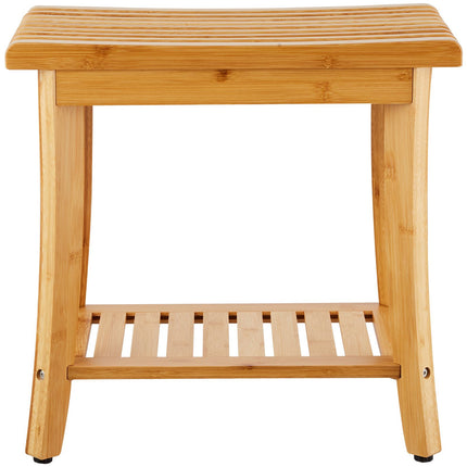 Bamboo Shower Bench, 330 lb Capacity, Storage Shelf