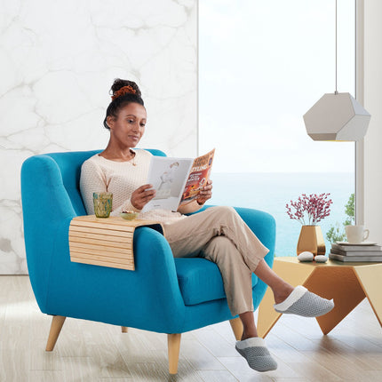 Bamboo Sofa Arm Tray with Non-Slip Pads