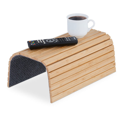 Bamboo Sofa Arm Tray with Non-Slip Pads