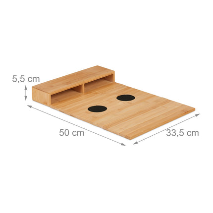 Bamboo Sofa Tray with Coasters and Side Pockets