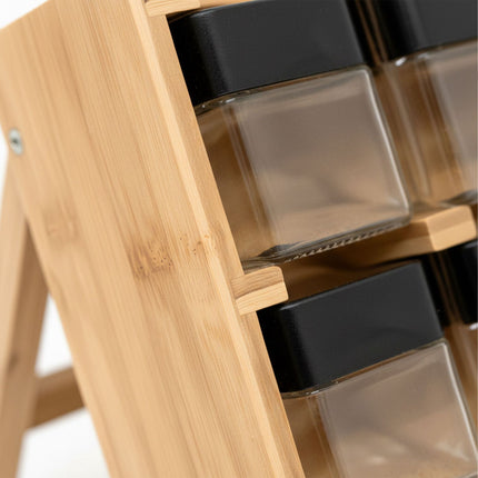 Bamboo Spice Rack with 16 Jars – Adjustable Tilt