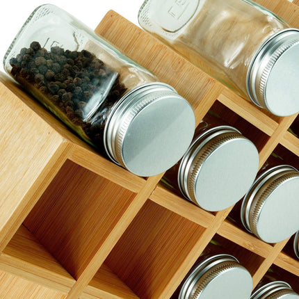 Bamboo Spice Rack with Jars – Kitchen Organizer