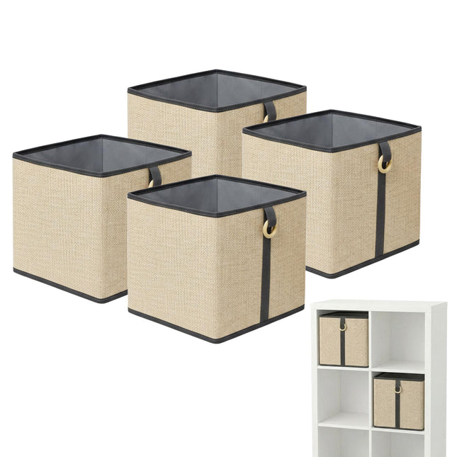 Bamboo Storage Baskets With Fabric Liner, Fold-Flat