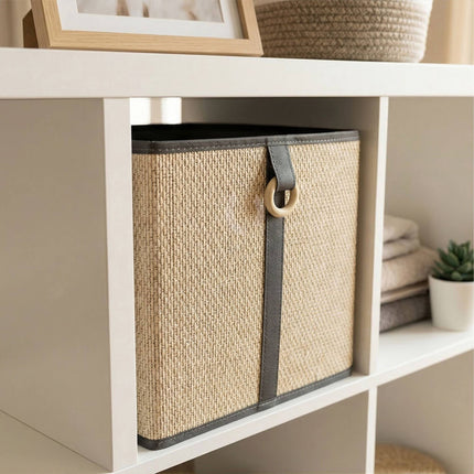 Bamboo Storage Baskets With Fabric Liner, Fold-Flat