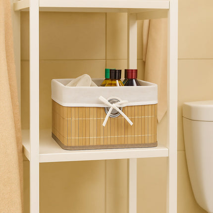 Bamboo Storage Baskets with Fabric Lining, Set of 3