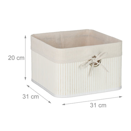 Bamboo Storage Baskets with Fabric Lining, Set of 3