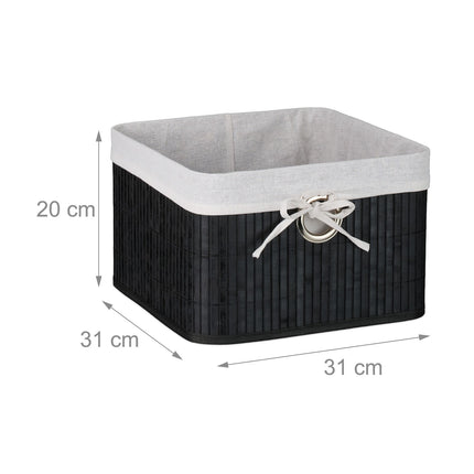 Bamboo Storage Baskets with Fabric Lining, Set of 3