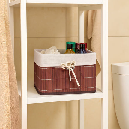 Bamboo Storage Baskets with Fabric Lining, Set of 3