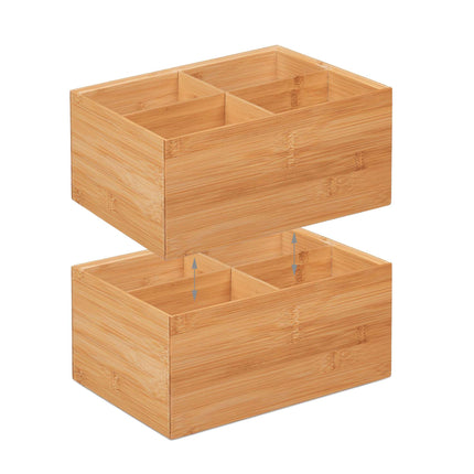 Bamboo Storage Box 4 Compartments
