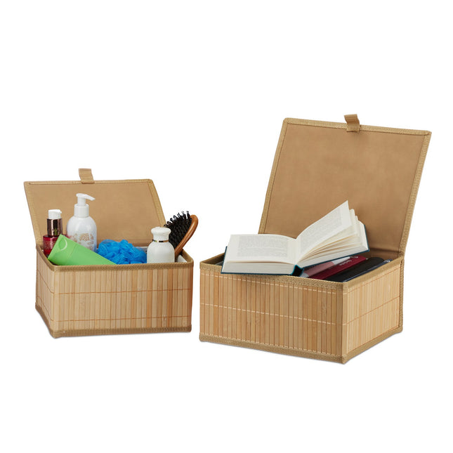 Set van 2 bamboe opbergdozen - multifunctioneel met deksel
