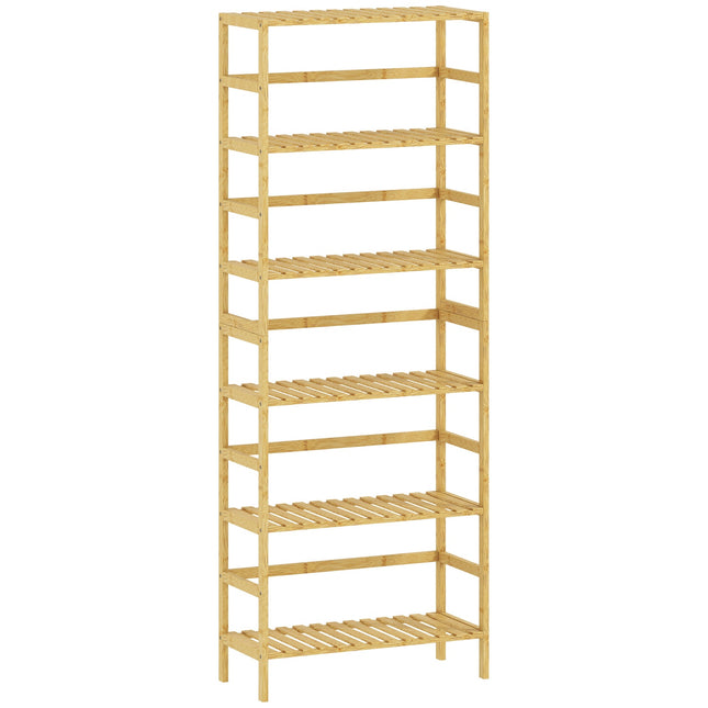 Bamboo Storage Shelf, 6 Adjustable Levels, Freestanding