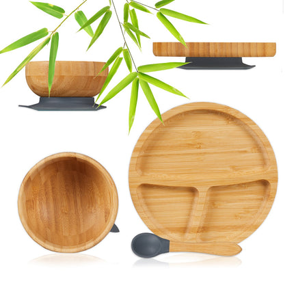 Bamboo Toddler Tableware Set with Suction Plate & Bowl