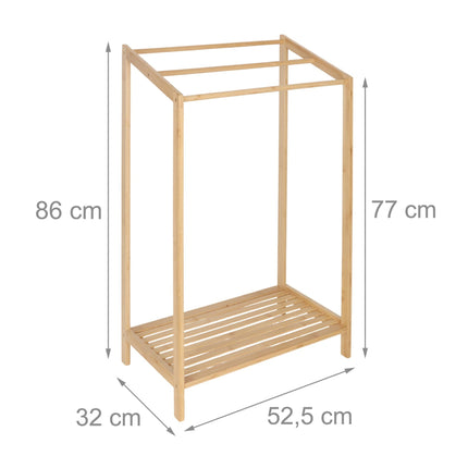 Bamboo Towel Rack with 3 Bars and Shelf