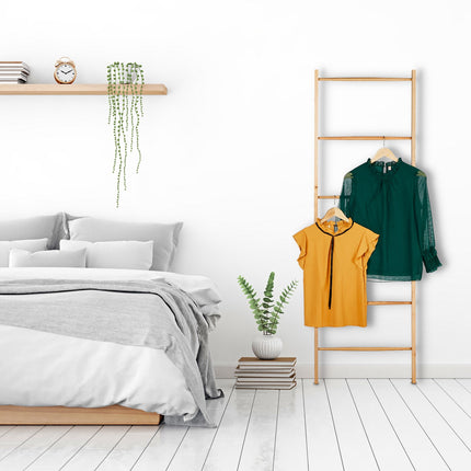 Bamboo Towel Stand with 6 Bars and 2 Shelves
