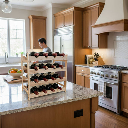 Bamboo Wine Rack for Kitchen, Living Room, Home Bar
