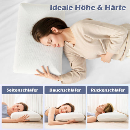 Bamboo activated carbon pillow set of 2 40 x 60 cm sleeping pillow for pain-relieving sleep white