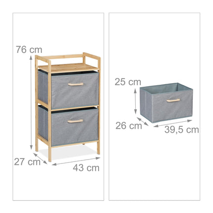 Bamboo bathroom shelf with 2 laundry baskets
