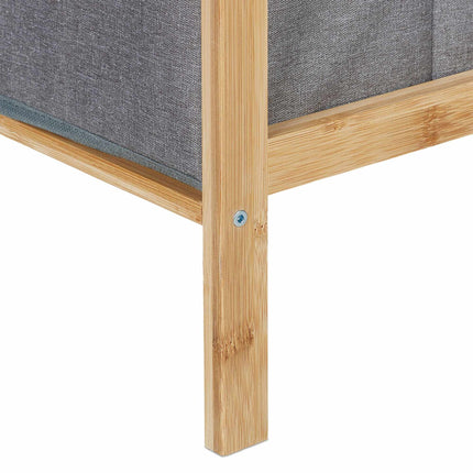 Bamboo bathroom shelf with 2 laundry baskets