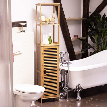Bamboo bathroom shelf with 5 shelves
