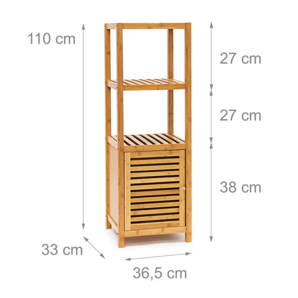 Bamboo bathroom shelf with door