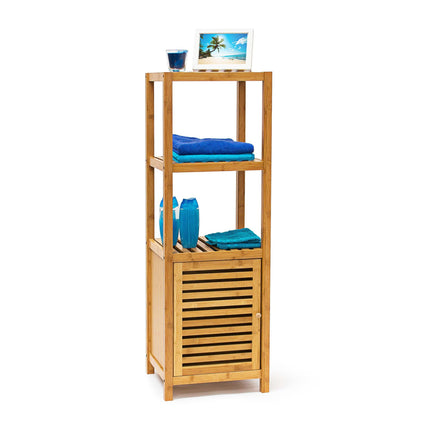 Bamboo bathroom shelf with door