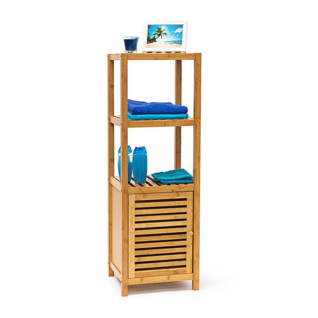 Bamboo bathroom shelf with door