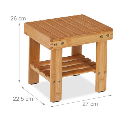 Bamboo bathroom stool with extra shelf
