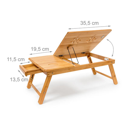 Bamboo bed tray with reading tab