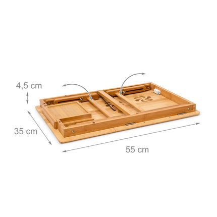 Bamboo bed tray with reading tab