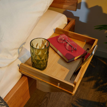 Bamboo bed tray with tablet holder