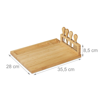 Bamboo cheese tray with cutlery