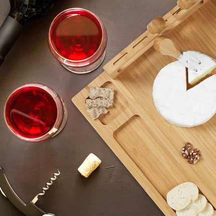 Bamboo cheese tray with cutlery