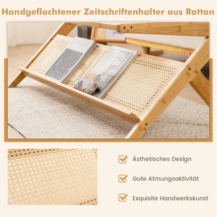 Bamboo coffee table 120 cm 2-tier rectangular coffee table natural