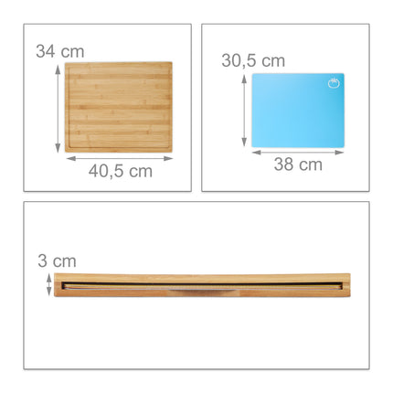 Bamboo cutting board with 6 mats