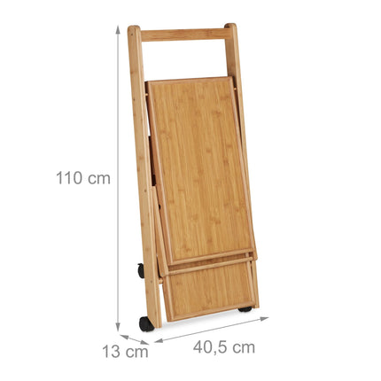 Bamboo kitchen trolley with 2 shelves