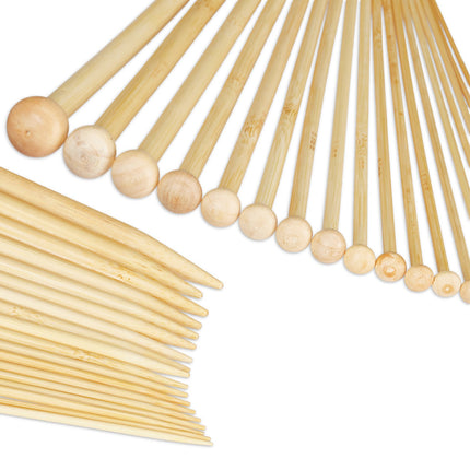 Bamboo knitting needles - set of 36 knitting needles
